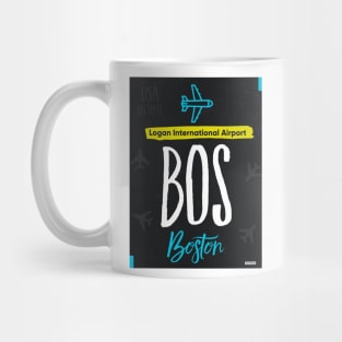 BOS BOSTON airport tag Mug